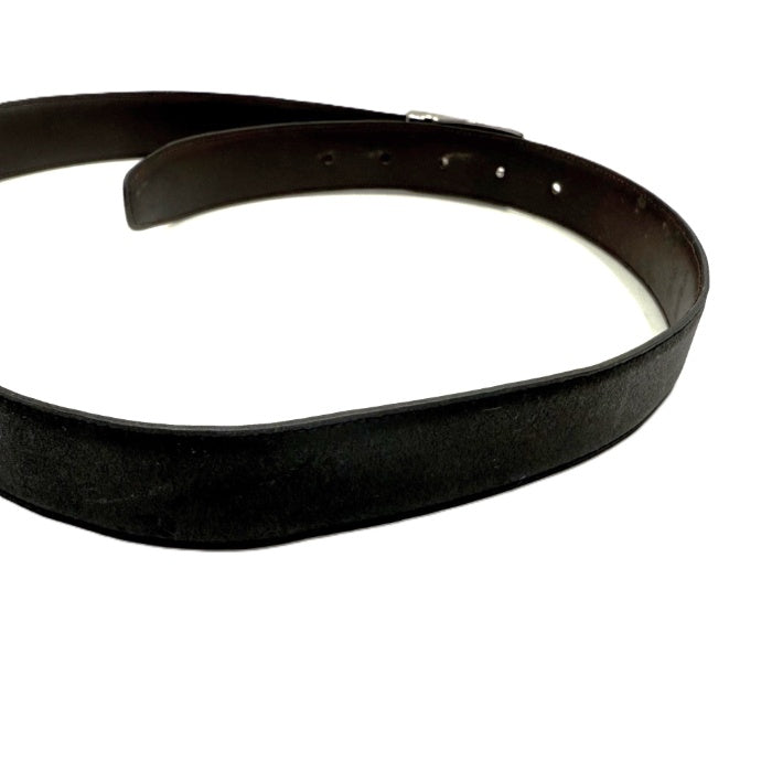 【中古】フェンディ FENDI ベルト ロゴくり抜きバックル つや消しレザー ブラック シルバー 黒 i0606aq02625