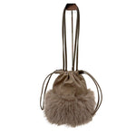 画像をギャラリービューアに読み込む, 【中古】Drawer ドゥロワー ノベルティ ファー付き 巾着 ショルダーバッグ i1117a00510
