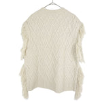 画像をギャラリービューアに読み込む, 【中古】Drawer ドゥロワー カシミヤ100% フリンジニット ベスト ホワイト ケーブルニット j0128n00160
