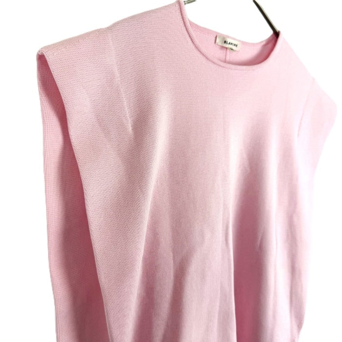 【中古】ブラミンク BLAMINK ベスト コットン ニット１４G クルーネック ノ―スリーブ フレンチスリーブ ピンク i0908h00230