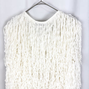 中古】ドゥロワー Drawer フリンジニットベスト ジレ ロングフリンジ