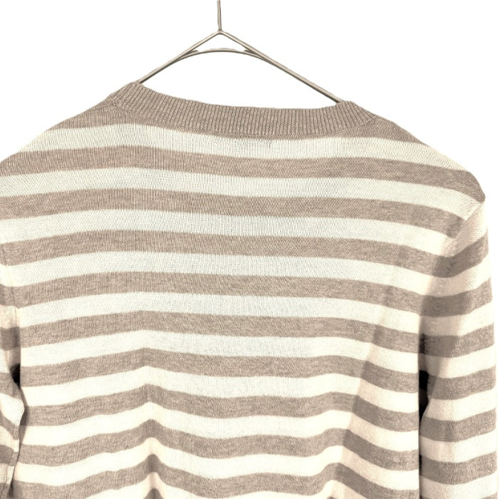 【中古】セオリー Theory ボーダーニット クルーネック コットン カシミヤ 薄手 アイボリー ベージュ i0703n0114