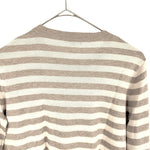 将图片加载到图库查看器，【中古】セオリー Theory ボーダーニット クルーネック コットン カシミヤ 薄手 アイボリー ベージュ i0703n0114
