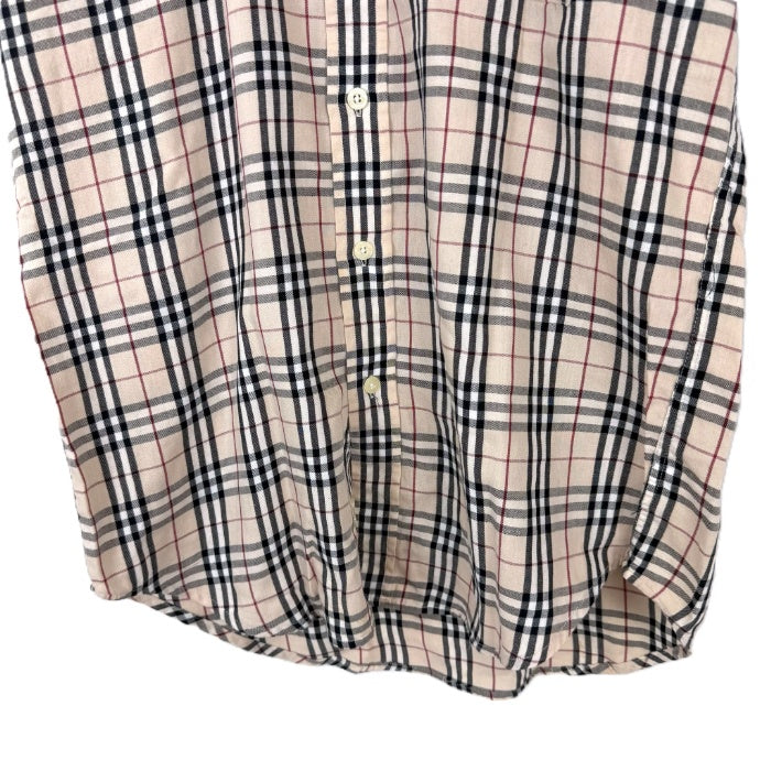 【中古】バーバリー BURBERRY 半袖シャツ 定番チェック柄 ロゴ刺しゅう ベージュ系 i0710lq02127