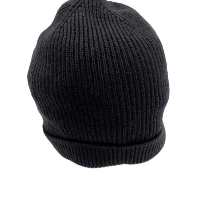 【中古】モンクレール MONCLER ニット帽 ビーニー ニットキャップ ロゴワッペン ブラック 黒 i0606aq00847