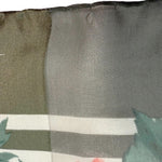 将图片加载到图库查看器，【中古】ヴァレンチノ VALENTINO スカーフ 花柄 ストライプ シアー 透け感 くすみカラー カーキ アイボリー i0619wq03710
