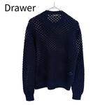 将图片加载到图库查看器，【中古】ドゥロワー Drawer コットンナイロン アイレットニット プルオーバー ネイビー j0410a00635
