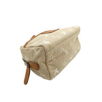 画像をギャラリービューアに読み込む, 【中古】genten ゲンテン キャンバス×レザー ポーチ 小物入れ 化粧ポーチ ベージュ 日本製 i0727tq0016
