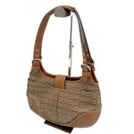 画像をギャラリービューアに読み込む, 【中古】コーチ COACH ハンドバッグ シグネチャー ロゴマーク キャンバス レザー ベージュ ライトブラウン i0627aq02524
