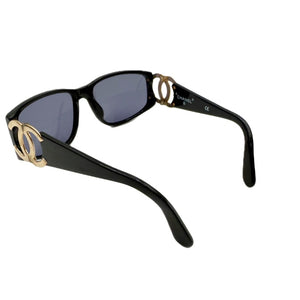 中古】シャネル CHANEL サングラス 黒フレーム ロゴ金具 色付きレンズ