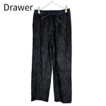 画像をギャラリービューアに読み込む, 【中古】ドゥロワー Drawer ベルベット ワイドパンツ リボン ネイビー 34 j0508k0041515
