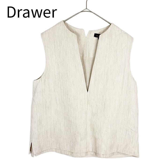 中古】ドゥロワー Drawer ジレ ベスト オフホワイト リネン