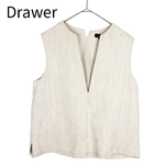 Load image into Gallery viewer, 【中古】ドゥロワー Drawer ジレ ベスト オフホワイト リネン ノースリーブ Vネック i1117a00350
