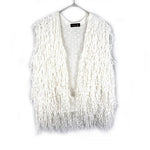 Load image into Gallery viewer, 【中古】ドゥロワー Drawer フリンジニットベスト ジレ ロングフリンジ ホワイト 白 i0324h00554
