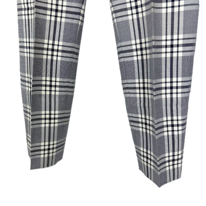 【中古】ドゥロワー Drawer タータンチェックパンツ コットン テーパード ネイビー ホワイト i0805k00116