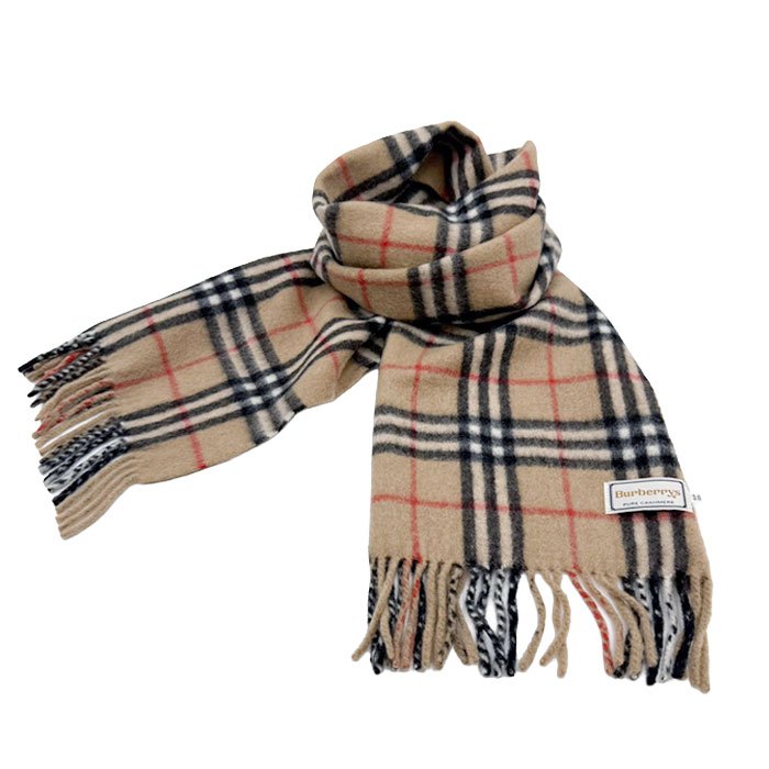 【中古】バーバリー BURBERRY ストール マフラー カシミア チェック ベージュ i1012oq00446