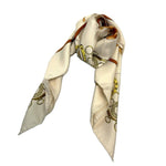 Load image into Gallery viewer, 【中古】エルメス HERMES スカーフ カレ90 MANEGE 大判 シルク 柄 ライトベージュ ブラウン系 i0606aq020110
