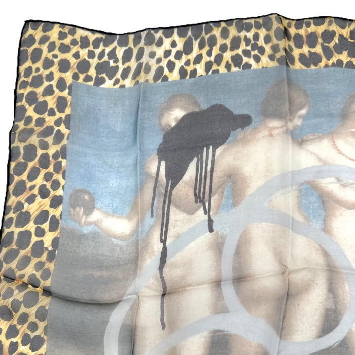 【中古】ドルチェ＆ガッバーナ DOLCE&GABBANA シアースカーフ シフォン レオパード ヴィーナス ブラウン系 i0727tq02710