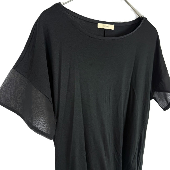 【中古】デプレ DES PRES 半袖カットソー そで口シアー素材 切り替え 透け感 ブラック 黒 i0807n0226