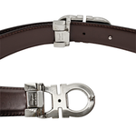 Load image into Gallery viewer, 【中古】Salvatore Ferragamo サルヴァトーレ フェラガモ ガンチーニ レザーベルト ブラック シルバーバックル 社外ベルト メンズ j0618lq00671
