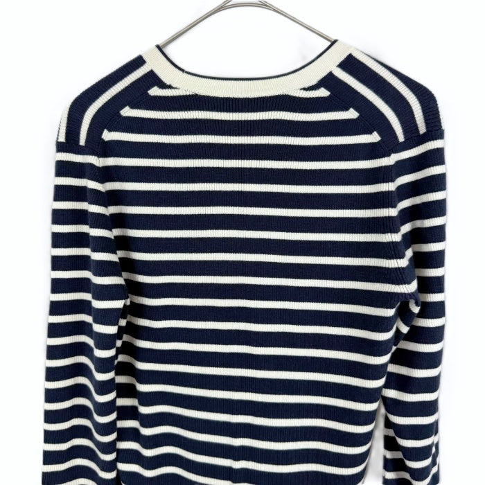 【中古】セオリーリュクス Theory luxe ボーダーカーディガン リブニット シルク ネイビー ホワイト i0703n0126