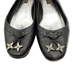 画像をギャラリービューアに読み込む, 【中古】ルイ・ヴィトン Louis Vuitton フラットシューズ バレエシューズ モノグラム フラワー金具 レザー ブラック i0810oq02063
