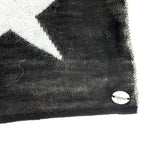 将图片加载到图库查看器，【中古】カリマール Calimar ニットストール マフラー 星柄 スター 透け感 ブラック ホワイト 黒 白 i0127m0076
