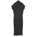 画像をギャラリービューアに読み込む, 【中古】Drawer ドゥロワー ニットワンピース ブラック 半袖 ハイネック リブニット ウール カシミヤ混 i1222h00162
