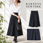 Load image into Gallery viewer, 【中古】バーニーズニューヨーク BARNEYS NEW YORK カーゴスカート フレア ナイロン ブラック j0910h0028
