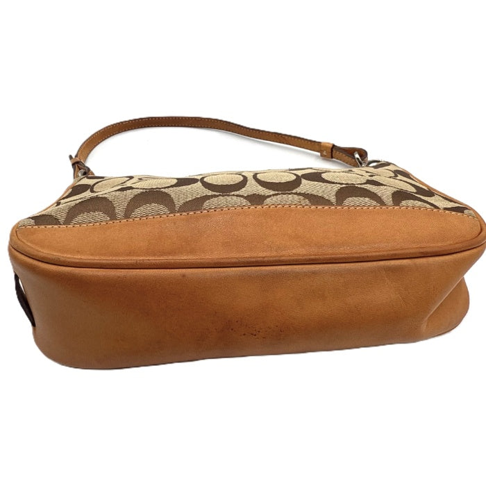 【中古】コーチ COACH ミニバッグ アクセサリーポーチ シグネチャー レザー ブラウン系 i0718aq00838