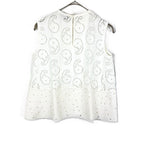 画像をギャラリービューアに読み込む, 【中古】ドゥロワー Drawer カットワークレースブラウス ノースリーブ 透け感 Aライン オフホワイト 白系 i0507m00830
