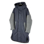 画像をギャラリービューアに読み込む, 【中古】ENFOLD エンフォルド 中綿ダウンコート ネイビー×グレー 36 異素材切替 フード付き i1226t00635
