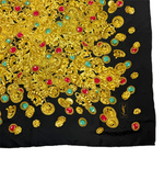 Load image into Gallery viewer, 【中古】イヴサンローラン Yves Saint Laurent  シルクスカーフ ジュエリー柄 ブラック ゴールド 大判 j0405oq01730
