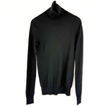 画像をギャラリービューアに読み込む, 【中古】Drawer ドゥロワー リブニット タートルネック ブラック カシミヤ シルク レディース i1219h00226
