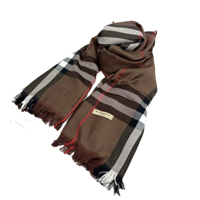 【中古】バーバリー BURBERRY ストール 定番チェック 大判 おしゃれ ダークブラウン こげ茶 i0731wq0165