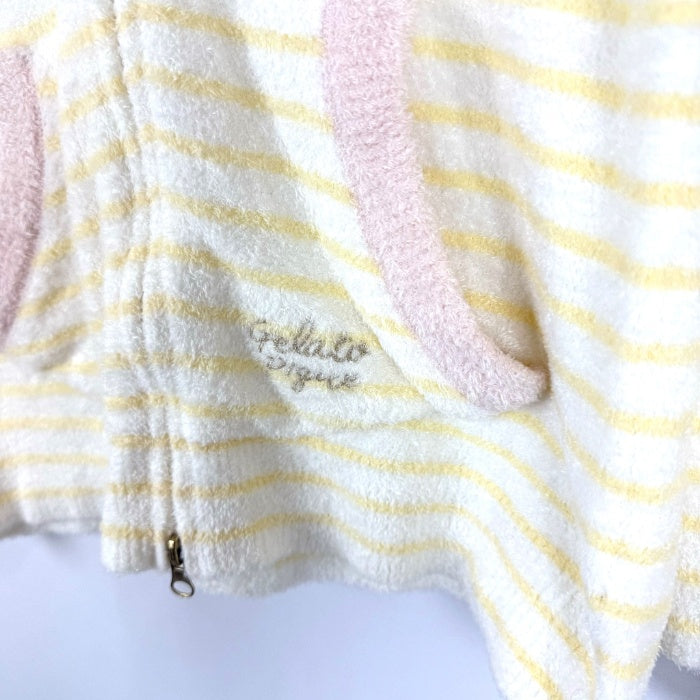 【中古】ジェラートピケ gelato pique パーカー 薄手 もこもこ ボーダー パステルカラー イエロー ピンク i0410wq0182