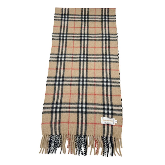 【中古】バーバリー BURBERRY ストール マフラー カシミア チェック ベージュ i1012oq00446