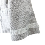 画像をギャラリービューアに読み込む, 【中古】VOUS ETES ヴゼット フリンジツイード ジャケット ノーカラー シルバー グレー フォーマル セレモニー 卒業式 入学式 i0515n0033
