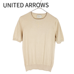 画像をギャラリービューアに読み込む, 【中古】ユナイテッドアローズ UNITED ARROWS 半袖ニット クルーネック シルク混 ベージュ j0901h0045
