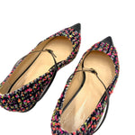 画像をギャラリービューアに読み込む, 【中古】ジェニファーチャマンディ Jennifer Chamandi ツイードパンプス ローヒール ストラップ カラフル 黒 i0619a00637
