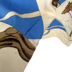 Load image into Gallery viewer, 【中古】エルメス HERMES シルクブラウス 長袖 馬柄 乗馬柄 上質 アイボリー ブルー i0627aq010220
