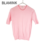 画像をギャラリービューアに読み込む, 【中古】ブラミンク BLAMINK 18G コットン リブニット 半袖 ピンク 36 j0901h0029
