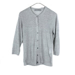 将图片加载到图库查看器，【中古】セオリーリュクス Theory luxe 七分袖カーディガン バックレース編み 透け感 ライトグレー i0807n0025
