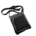 Load image into Gallery viewer, 【中古】TAKEO KIKUCHI タケオキクチ ショルダーバッグ ブラック レザー×キャンバス 斜めがけ i1013tq0345
