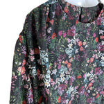 将图片加载到图库查看器，【中古】デプレ DES PRES 5分袖小花柄ブラウス 透け感 シアー バルーンスリーブ ブラック マルチカラー i0904n0075
