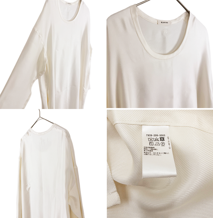 中古】BLAMINK ブラミンク シルクワンピース ホワイト ロング丈 長袖