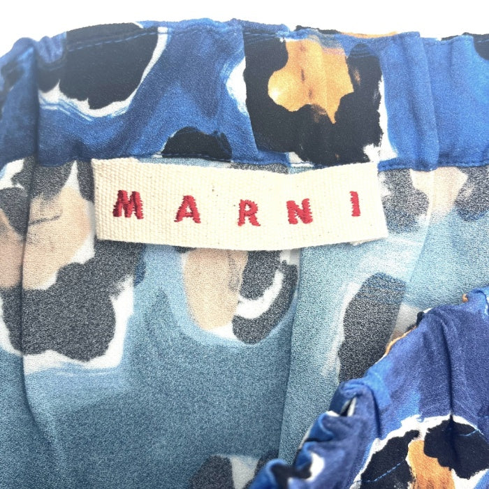 【中古】マルニ MARNI レオパードセミタイトスカート ウエストゴム ストレッチ ヒョウ柄 くすみブルー h0919t00420