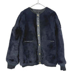 Load image into Gallery viewer, 【中古】Drawer ドゥロワー ファージャケット ネイビー 36  レザー切替 羊革 牛革 i1215h002156
