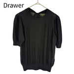 画像をギャラリービューアに読み込む, 【中古】Drawer（ドゥロワー） カシミヤ100％ 半袖ニット ブラック サイズ2 j0713o0017
