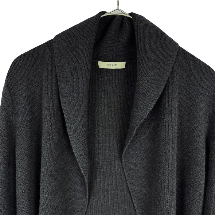 【中古】デプレ DES PRES カーディガン 襟付き ボタンレス ガウン風 ウール カシミヤ ブラック 黒 i0515n0043